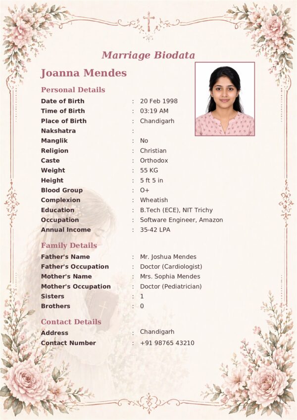 Marriage biodata template 27 — sample
