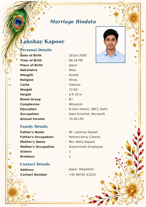 Marriage biodata template 34 — sample