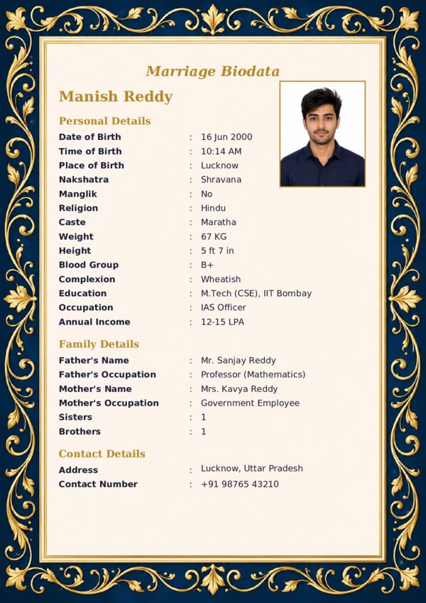 Marriage biodata template 38 — sample