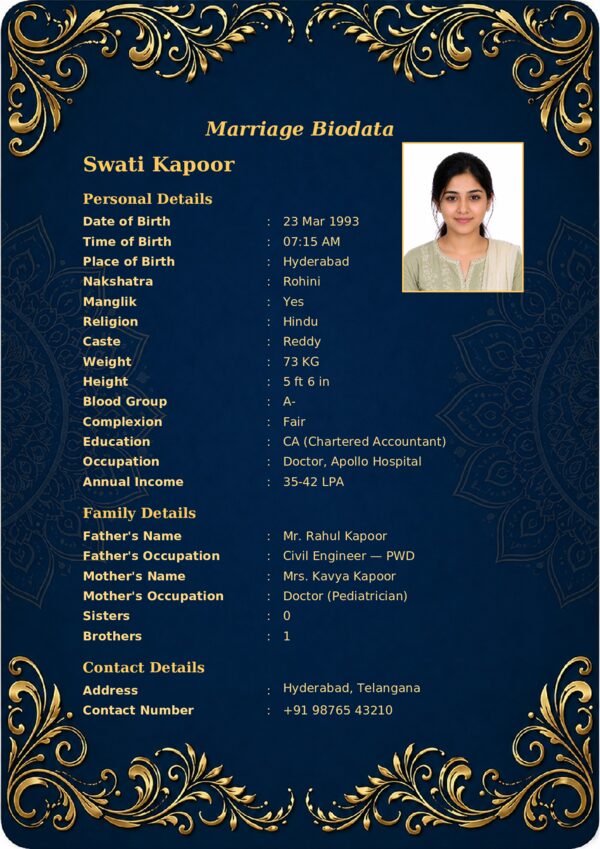Marriage biodata template 39 — sample