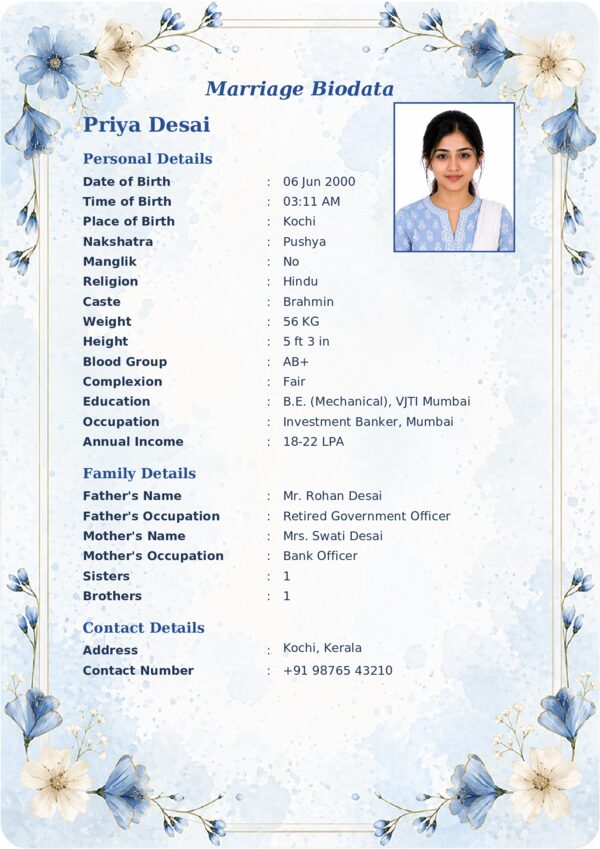 Marriage biodata template 42 — sample