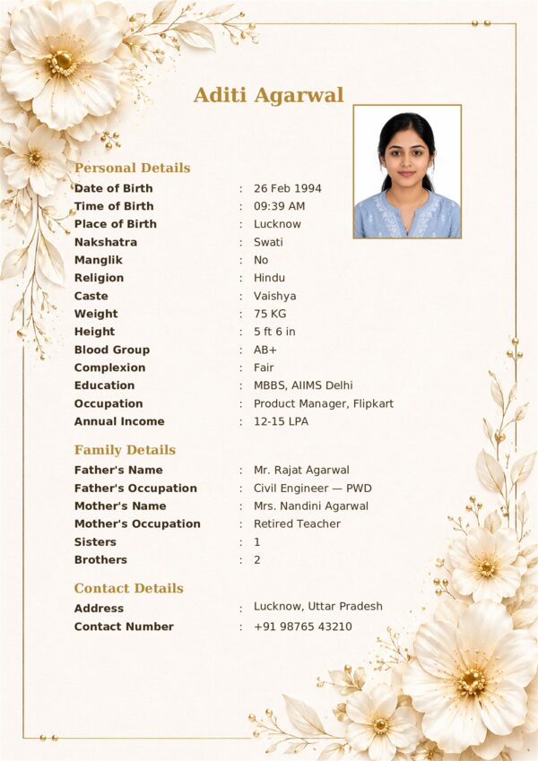 Marriage biodata template 43 — sample