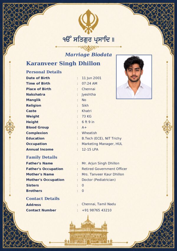 Marriage biodata template 63 — sample